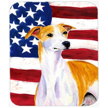 Carolines Treasures SS4246MP Usa American Flag With Whippet Mouse Pad; Hot Pad Or Trivet